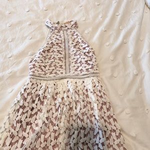 High neck white eyelet dress